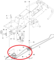 Pasek napędowy Rider R316T, widoczny w zbliżeniu, z metalowymi mocowaniami. Na ilustracji zaznaczone kluczowe elementy montażu. Produkt w stanie nowym, prezentowany na schemacie technicznym, złotawym. Brak dodatkowych detali i napisów.