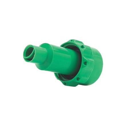 Wlewka oleju do kanistra Combi 6+2,5L Husqvarna w kolorze zielonym. Produkt z tworzywa, o cylindrycznym kształcie i estetycznym, teksturowanym wykończeniu. Ujęcie z boku ukazuje złącze, a także detale mocy i wydajności.