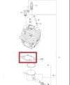 Uszczelka cylindra do pilarek Husqvarna 560XP/556/562XP/555, prostokątna, gładka, pokazana poziomo na rysunku technicznym z widocznymi oznaczeniami części.