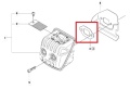 Uszczelka cylindra do pilarki Husqvarna 440/435/140E, w kształcie prostokątnym, w kolorze czarnym, z wyraźnymi otworami montażowymi. Zbliżenie na detale, ujęcie z boku. Widoczny tekstura na powierzchni. Idealna do zapewnienia szczelności.