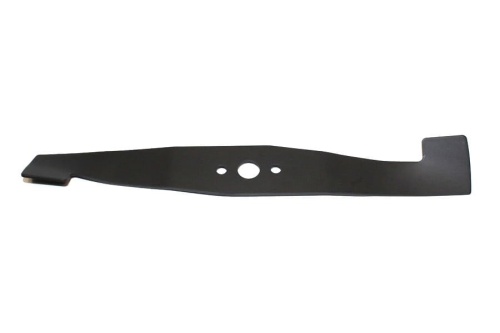 Nóż do kosiarki Castel Garden Bingo, czarny, 37 cm, prostokątny z zakrzywionym końcem i centralnym otworem, metalowy, gładki, do koszenia trawy.