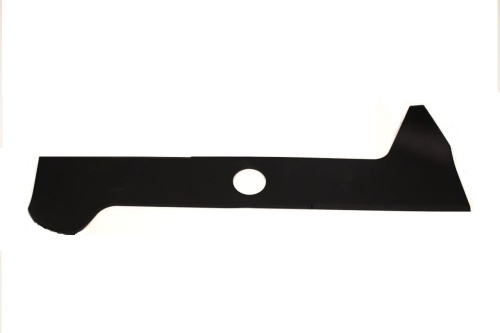Nóż kosiarki Sabo 42,6 cm, czarny metal, prosty kształt, z otworami montażowymi i zaokrąglonymi krawędziami. Ujęcie frontalne na białym tle.