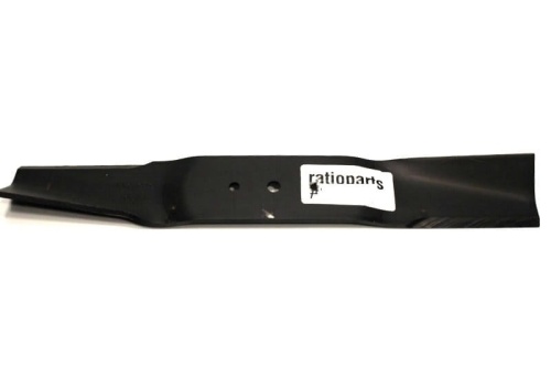 Nóż kosiarki MTD o długości 43,8 cm w kolorze czarnym, wykonany z metalu, z charakterystycznym stożkowatym końcem. Widoczne dwa otwory montażowe. Produkt ułożony poziomo na jasnym tle, co ułatwia jego identyfikację.