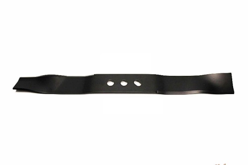 Nóż do kosiarki NAC, długość 50 cm, wykonany z czarnego metalu. Płaski kształt z trzema otworami montażowymi. Zdjęcie z perspektywy frontalnej, ukazujące nóż leżący na białym tle, bez dodatkowych akcesoriów.
