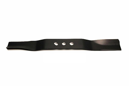 Nóż kosiarki Nac Hecht Hortmasz o długości 45,2 cm, wykonany z czarnego stali, z trzema otworami montażowymi. Produkt leży na jasnym tle, pokazując gładki, teksturowany brzeg tnący oraz prostą, równą formę.