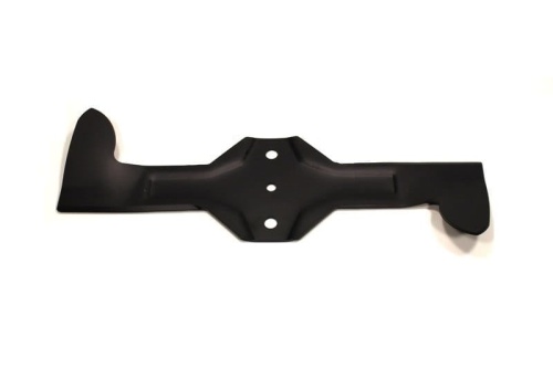 Nóż kosiarki Husqvarna o długości 54,3 cm, wykonany z czarnego metalu. Z boku widoczna unikalna forma z wycięciami oraz trzy otwory montażowe. Produkt leży na jasnym tle, co podkreśla jego kształt i detale.