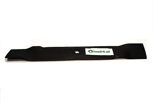 Nóż do kosiarki John Deere o długości 53,3 cm, wykonany z czarnej stali. Produkt leży poziomo na białym tle, z wyraźnym otworem montażowym w centralnej części. Na końcu znajduje się logo las24.pl.