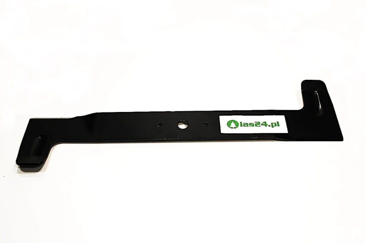 Nóż kosiarki Star Jet o długości 52 cm w kolorze czarnym, widok frontalny. Produkt leży na białym tle, posiada otwory montażowe oraz widoczne logo las24.pl. Kształt prostokątny, z jednej strony z wycięciem.