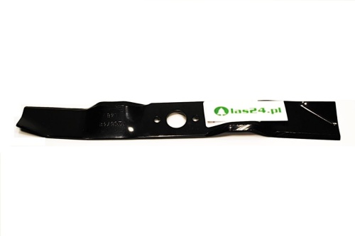 Nóż kosiarki Husqvarna Rider o szerokości 41,1 cm, czarny, płaski kształt, z centralnym otworem montażowym. Widoczne grawery i logo na białym tle. Produkt ułożony poziomo, na jednolitym tle.