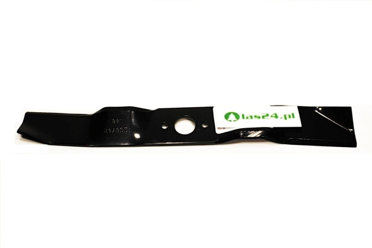 Nóż kosiarki Husqvarna Rider o szerokości 41,1 cm, czarny, płaski kształt, z centralnym otworem montażowym. Widoczne grawery i logo na białym tle. Produkt ułożony poziomo, na jednolitym tle.