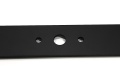 Nóż kosiarki Honda lewy o długości 51,3 cm, wykonany z czarnego metalu. Widoczne trzy otwory montażowe, prostokątny kształt, matowa powierzchnia. Produkt leży płasko, na białym tle, co podkreśla jego detale konstrukcyjne.