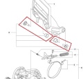 Zestaw śrub do pilarek Husqvarna 550XP/XPG i 545MarkII, z dwoma rodzajami metalowych śrub o okrągłych główkach, cylindrycznych kształtach, na białym tle.
