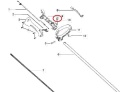 Wyłącznik do Partnera P351, wykaszarek McCulloch i Poulan. Części z widocznymi detalami, w tym metalowe i plastikowe elementy, prezentowane z boku. Ułożone na jasnym tle, pokazujące różne komponenty, w tym uchwyty i przewody elektryczne.