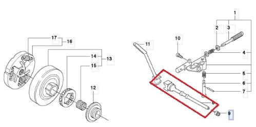Przewód olejowy do pilarek Husqvarna 357XP, 359, 346XP, z wyraźnymi oznaczeniami części, prezentowany w zbliżeniu. Widoczny detal mocowania i tekstura materiału, na białym tle, ułatwiająca identyfikację produktu.