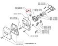 Metalowa śruba do wykaszarki 343F i pilarki 242 Husqvarna, cylindryczna z gwintem, dł. ok. 3 cm, widoczna w czerwonym prostokącie na białym tle, część zestawu narzędzi ogrodowych.