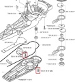 Śruba do wykaszarki Husqvarna 323R, wykonana z metalu, z prostym gwintem, widoczna w zbliżeniu. Ujęcie frontalne, z widocznymi detalami konstrukcji. Przedstawiona w kontekście schematu montażowego z innymi elementami, w kolorze srebrnym.