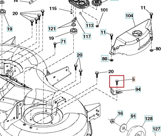Śruba mocowania wspornika CTH2138 R, metaliczna, czarna, o cylindrycznym kształcie, widoczna w zbliżeniu. Umiejscowiona w schemacie montażowym, otoczona innymi elementami. Brak dodatkowych napisów lub logo.
