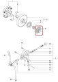 Ślimak pompy oleju do pilarki Husqvarna 545, 550XP, w kolorze srebrnym, metalowy, o cylindrycznym kształcie. Ujęcie z przodu, na rysunku technicznym. Widoczne detale wewnętrzne spirali. Produkt w zestawie z innymi częściami silnika.
