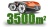 Automower® 535 AWD robot koszący Husqvarna w kolorze pomarańczowym i czarnym, z wyraźnym logo na przodzie, widoczny z boku, pod kątem. U podstawy stoi symboliczny napis 3500 m² z zielonej trawy, wskazujący na maksymalną powierzchnię koszenia.