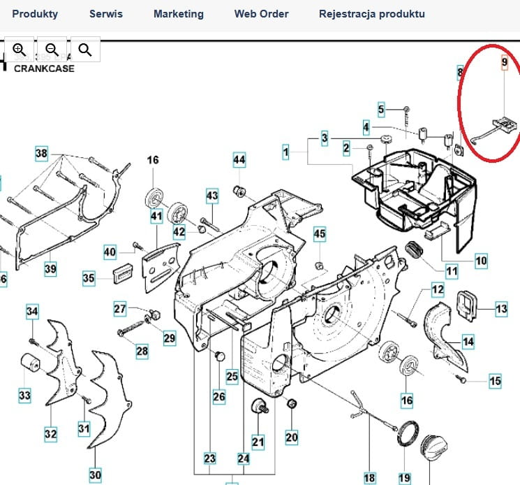Dźwignia ssania pilarki Husqvarna 395XP. Prostokątna, metalowa, biała, z oznaczeniami. Wysoka precyzja, oznaczona numerem 9 na rysunku technicznym.