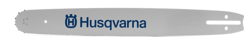 Prowadnica 10” z 3/8” szerokością, grubość 1.3 mm, 40DL, montaż Husqvarna. Ujęcie frontalne, metaliczny wygląd, jasnoszary kolor, z widocznym logo Husqvarna. Produkt leży na białym tle, bez dodatkowych akcesoriów.