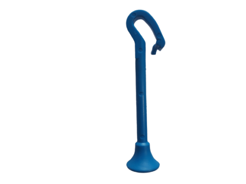 Dźwignia ssania do pilarek P340, P350, P360 w kolorze niebieskim. Posiada ergonomiczny kształt z haczykiem i szeroką podstawą. Ujęcie frontalne, produkt stojący, na przezroczystym tle. Wykonana z tworzywa sztucznego, zapewniającego trwałość.