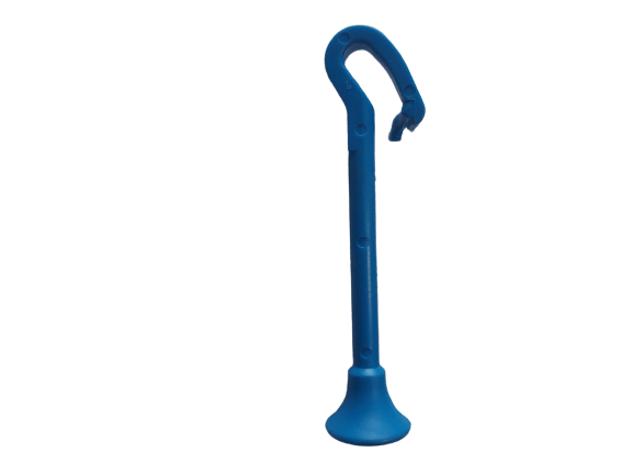 Dźwignia ssania do pilarek P340, P350, P360 w kolorze niebieskim. Posiada ergonomiczny kształt z haczykiem i szeroką podstawą. Ujęcie frontalne, produkt stojący, na przezroczystym tle. Wykonana z tworzywa sztucznego, zapewniającego trwałość.