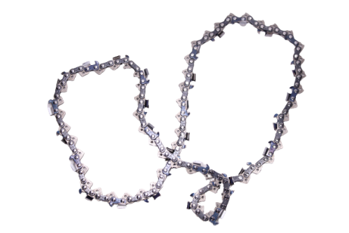 Łańcuch tnący STIHL w kolorze srebrnym, z metalowymi ogniwami. Prezentowany w złożonej formie, z wyraźnymi rowkami i mocowaniami. Widoczna liczba zębów i oznaczenie wymiaru .325 oraz 1,3 mm. Elementy spięte ze sobą solidnymi złączkami.