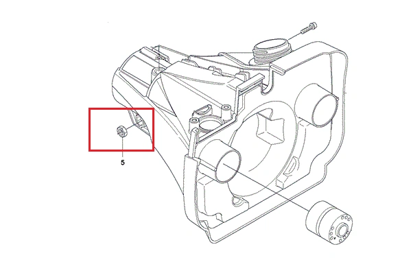 Nakrętka mocowania kierownicy do kosy spalinowej Husqvarna 240R/545RX. Część metalowa o okrągłym kształcie, umiejscowiona na ramie, w kolorze szarym. Widoczna w zbliżeniu, w kontekście montażu z innymi elementami, na jednolitym tle.