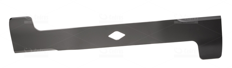 Nóż kosiarki Murray o długości 51.8 cm, w kolorze ciemnoszarym. Wydłużony kształt z wycięciem w formie rombu w centralnej części. Prezentowany z boku, z zachowaniem jednolitego, jasnego tła. Widoczne mocowanie z jednej strony.