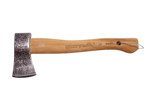 Campingaxt 0,5kg Krumpholz. Der Griff aus Hickoryholz. Handliche Axt, Axtkopf, geschmiedet in einer Schmiede.