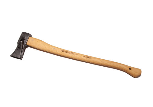 Siekiera klinowa 2 kg Krumpholz z długim trzonkiem z hikory. Widok z boku ukazuje gładką, metalową głowicę na jednolitym tle. Kąt eksponuje ergonomiczną rączkę i oznaczenia na korpusie.