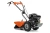 Kultywator TR 348 Husqvarna w pomarańczowym kolorze, widoczny z boku z silnikiem po prawej, dużymi gumowymi kołami i metalowym wirnikiem z przodu. Na uchwycie napis 'Husqvarna', tło czarne.