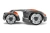 Automower® 535 AWD Husqvarna, szaro-pomarańczowy robot koszący, widoczny z boku z uniesioną obudową i białymi felgami. Ergonomiczny kształt ułatwia manewrowanie w ogrodzie.