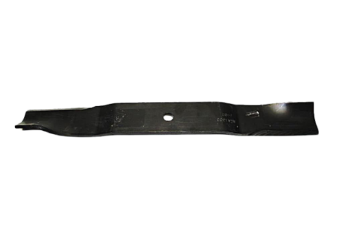 Nóż kosiarki Husqvarna o długości 53,3 cm, wykonany z metalu w kolorze czarnym. Z widocznym otworem mocującym w centralnej części i lekko wygiętą końcówką dla lepszego cięcia. Produkt przedstawiony na białym tle, w pozycji leżącej.