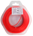 Czerwona linka tnąca 2,4 mm, zwinięta w rolkę, w przezroczystym opakowaniu z etykietami, do urządzeń Husqvarna.