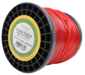 Linka tnąca o średnicy 2,7 mm, długość 70 m, w kolorze intensywnej czerwieni, wywinięta na czarnej szpulce. Widoczny czytelny napis „Żyłka tnąca do wykaszarek” na zielonym tle. Produkt znajduje się na jednolitym tle z prostym wykończeniem.