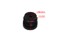Amortyzator pilarki gumowy w kolorze czarnym, wysokość 2,3 cm, średnica otworu 0,6 cm. Produkt widoczny z boku, z wyraźnymi detalami. Teksturowana powierzchnia z wklęsomym profilem, przeznaczony do użytku z narzędziami marki NAC.