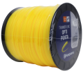 Linka tnąca Husqvarna Opti Penta, 2,7 mm średnicy, 240 m długości, jaskrawożółta, w przeźroczystym cylindrycznym opakowaniu z logo i danymi technicznymi.