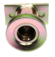 Adapter noża do kosiarki Husqvarna LC 356AWD, LC 356V. Okrągła, metalowa piasta z błyszczącą, chromowaną powłoką. Widok frontowy. Wyraźne otwory montażowe na płaskiej podstawie. Współczesny design zapewniający stabilne mocowanie noża.