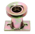 Adapter noża do kosiarki Husqvarna z metalowym wykończeniem w kolorze srebrno-złotym. Ujęcie frontalne pokazuje okrągły otwór montażowy oraz płaską podstawę z dwoma widocznymi otworami na śruby. Struktura gładka, brak dodatkowych zdobień.