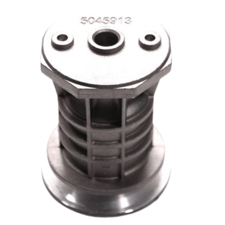 Stalowy adapter noża do kosiarki Husqvarna z okrągłą podstawą, smukłym korpusem i dwoma otworami mocującymi. Numer 5045913 widoczny u góry. Produkt na białym tle, w pozycji stojącej, z bliska.