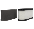 Filtr powietrza HS413AE/HS452AE z białą siatką i ciemnoszarą osłoną, pokazany frontalnie na białym tle, z wyraźną strukturą i kątowymi wykończeniami. Do użycia w odkurzaczach.