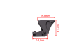 Dźwignia gazu pilarki Husqvarna w kolorze czarnym, o wymiarach 3,8 cm (A), 3,7 cm (B), 2,9 cm (D). Produkt widoczny z boku, z wyraźnymi oznaczeniami wskazującymi rozmiary. Element montażowy o metalicznej fakturze, przeznaczony do pilarek 40/45/49.