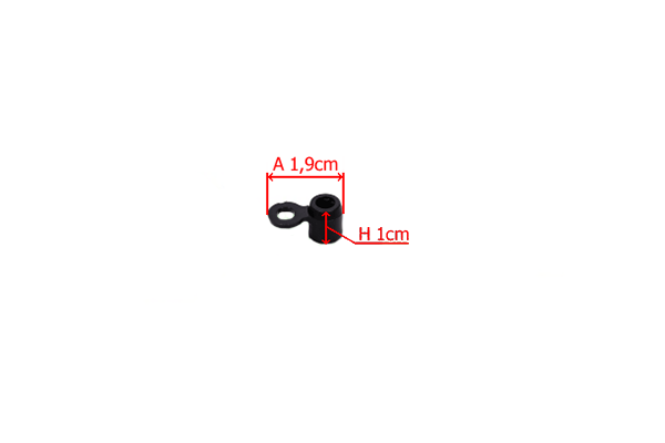Dźwignia ssania gaźnika do pilarki Husqvarna, w kolorze czarnym, o wymiarach 1,9 cm wysokości i 1 cm szerokości. Produkt widoczny z boku, ukazujący detal oraz kształt. Tło białe, minimalizujące rozproszenie uwagi.