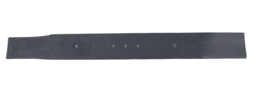 Nóż kosiarki Westwood o długości 46 cm, wykonany z ciemnoszarego metalu. Posiada pięć otworów montażowych oraz prosty, płaski kształt. Produkt leży poziomo na jednolitym tle.