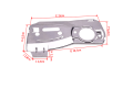 Metalowa osłona karteru pilarki Husqvarna 353, metaliczna, 15x6,5 cm, otwór 2,4 cm, uchwyty mocujące i wycięcia wentylacyjne, białe tło.