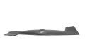 Nóż kosiarki Sabo o długości 47 cm, wykonany z matowego metalu, z centralnym otworem montażowym. Ujęcie na tle białym, produkt leży płasko. Wymiary oraz szczegóły kształtu ostrza dobrze widoczne.