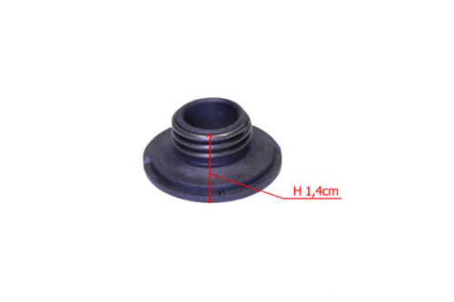 Ślimak pompy oleju, czarny, z gładką powierzchnią i zakręconą krawędzią, o wysokości 1,4 cm. Produkt widoczny z góry, położony na białym tle, podkreślając jego symetryczny kształt i detale montażowe.