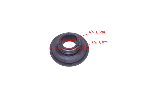 Ślimak pompy oleju do pilarki Husqvarna 340/340E/345E/450 w kolorze czarnym, o średnicy A 1,3 cm i B 3,3 cm. Przedmiot widoczny z góry, z wyraźnymi detalami na powierzchni oraz obrzeżu. Element funkcjonalny, przeznaczony do zamocowania.